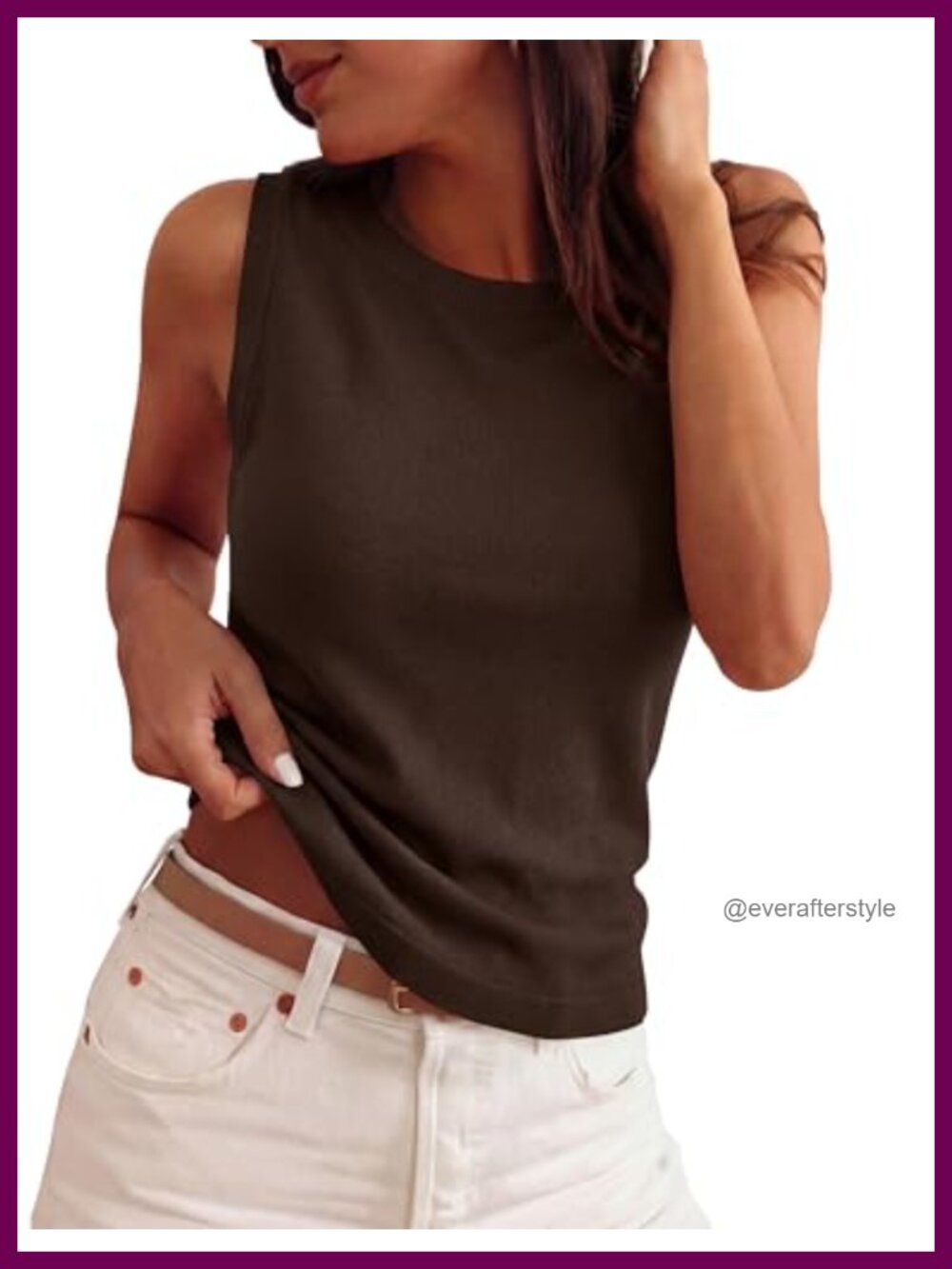 Women's Sleeveless Sweater Tank Top Ribbed Knit Crew Neck Loose Fit